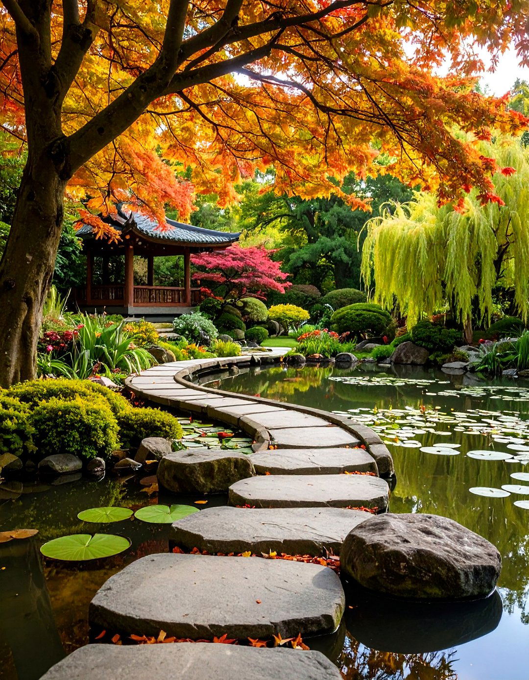 Water Feature Hugging Curved Walkway for Reflective Views - 20 Curved Walkway Ideas