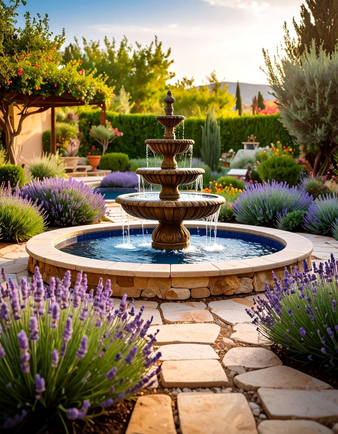 Water Feature Mediterranean Garden - 20 Mediterranean Garden Ideas