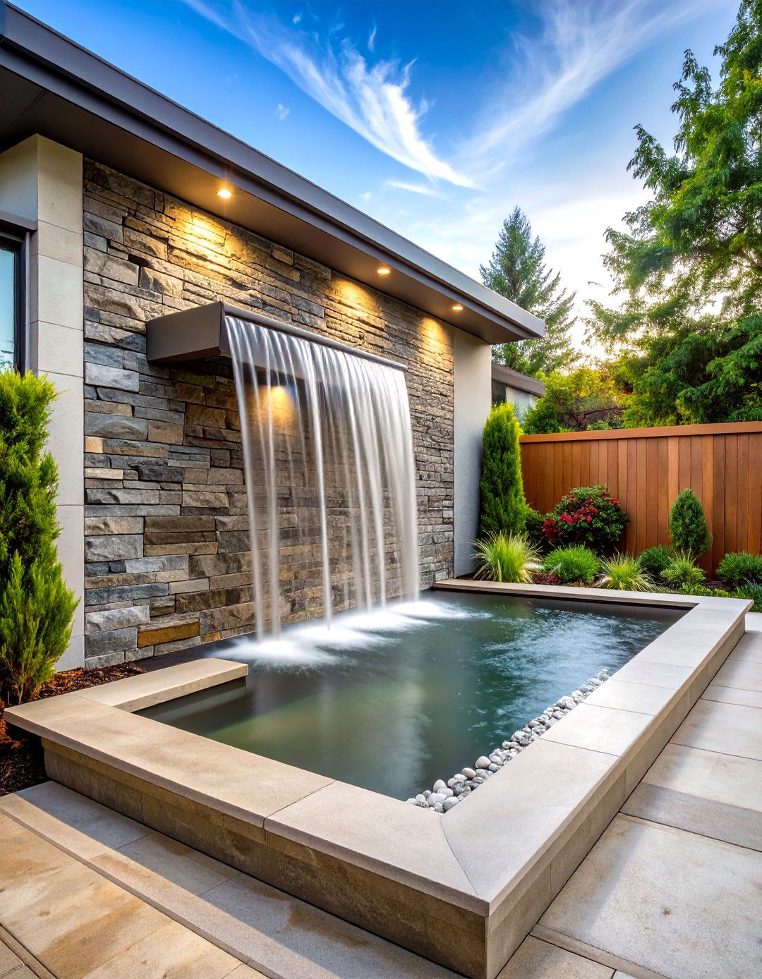 Water Feature Patio Wall Design - 20 Patio Wall Ideas