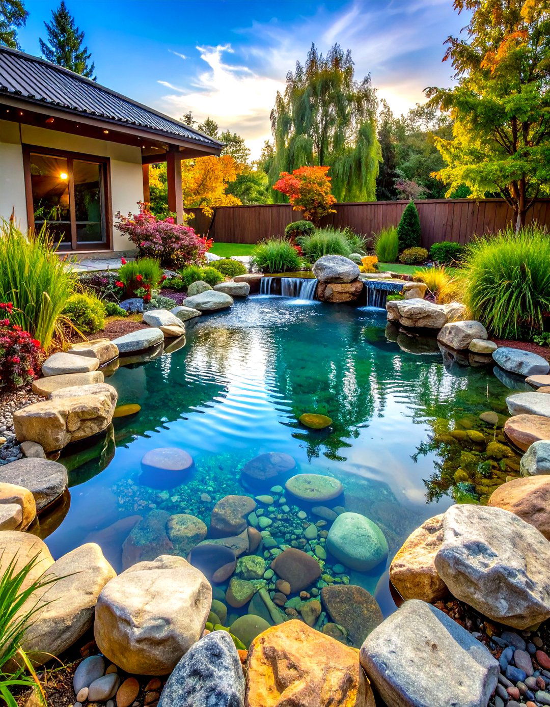 Water Feature River Rock Edging Enhancement - 20 River Rock Edging Ideas