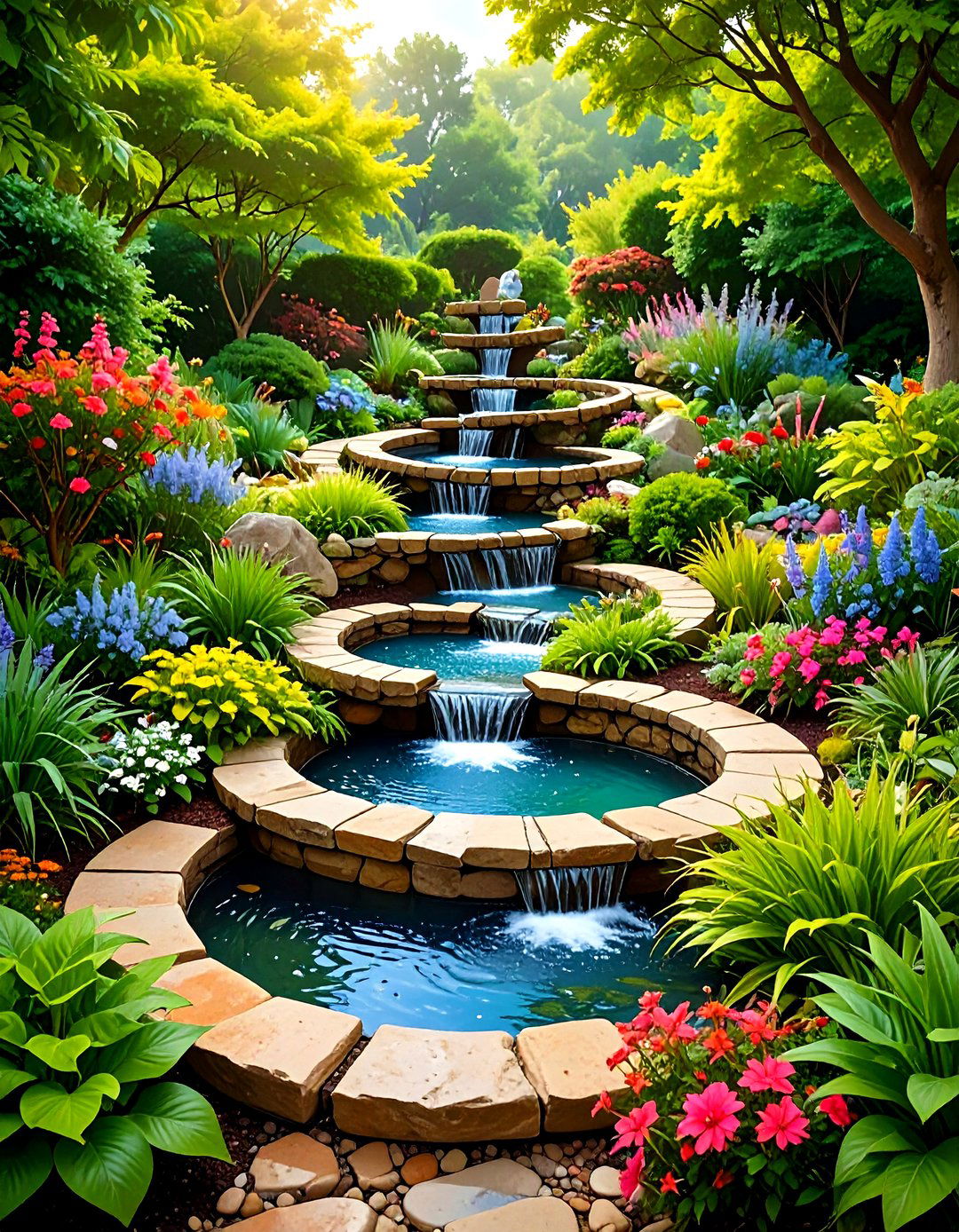 Water Feature Spiral - 20 Spiral Garden Design Ideas
