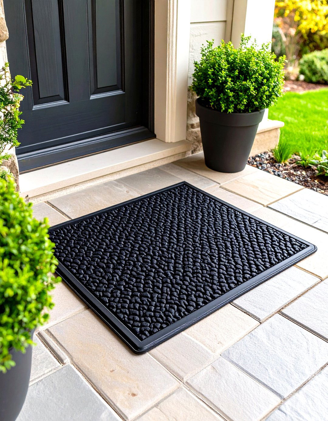 Water Trapping Rubber Front Door Mat for Rainy Climates - 20 Front Door Mat Ideas