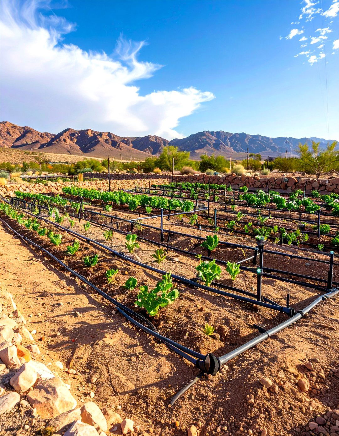 Water Wise Drip Irrigation Grid Desert Landscape - 20 Desert Landscape Ideas