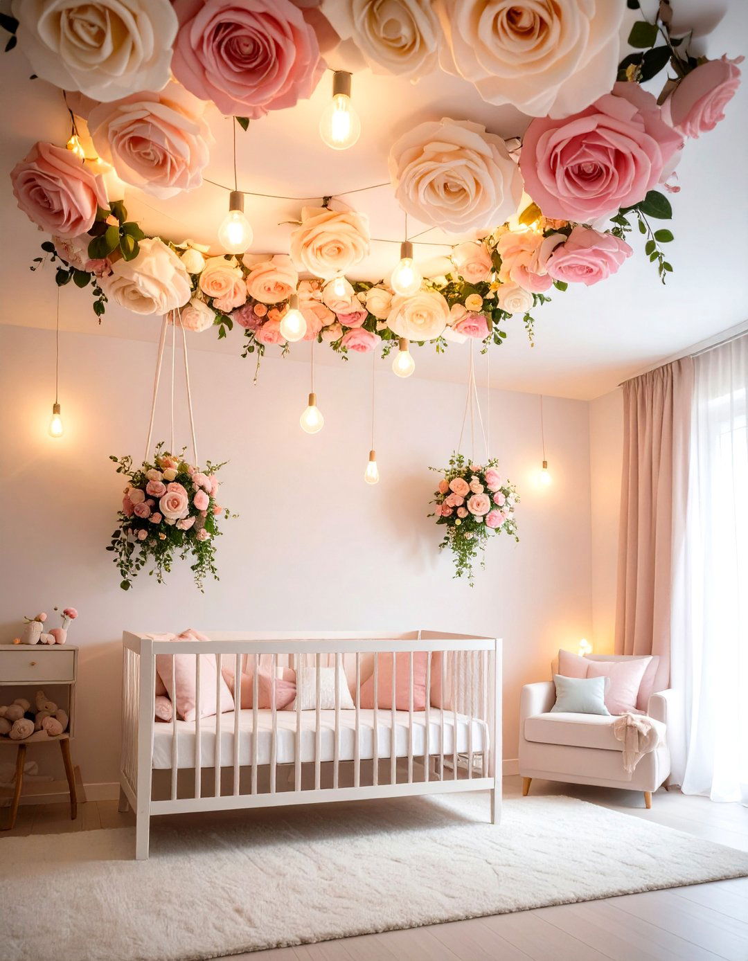 Watercolor Blooms on the Ceiling - 20 Floral Nursery Ideas