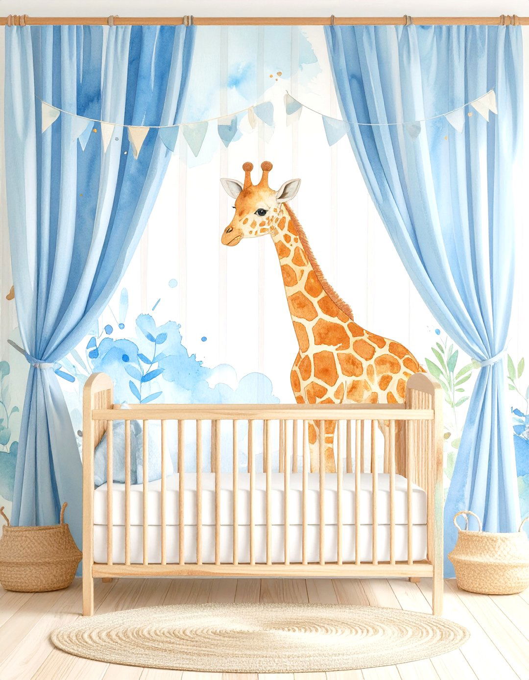 Watercolor Giraffe Statement Mural - 20 Giraffe Nursery Ideas