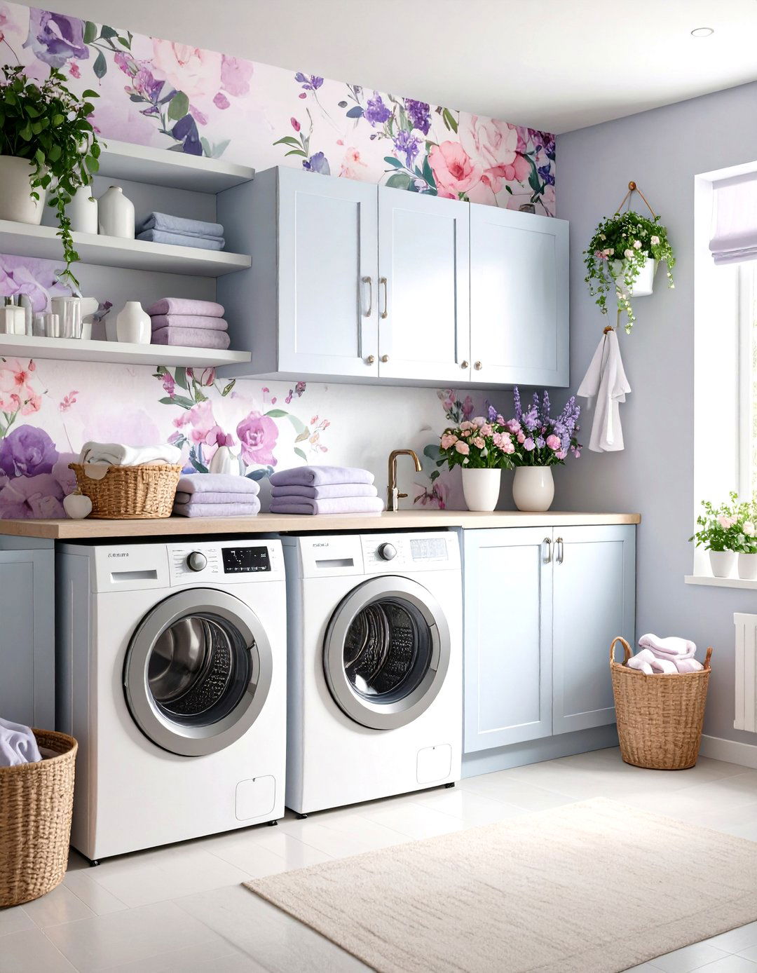 Watercolor Laundry Room Wallpaper Softness - 20 Laundry Room Wallpaper Ideas