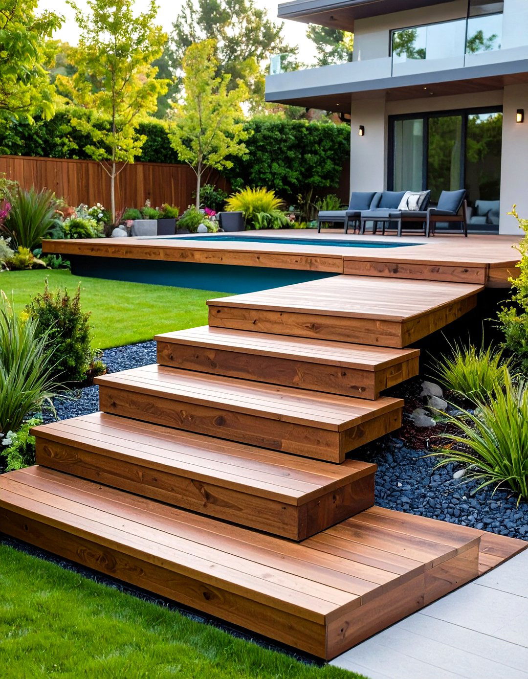 Waterfall Edge Deck Steps for a Clean Minimalist Finish - 20 Deck Steps Ideas