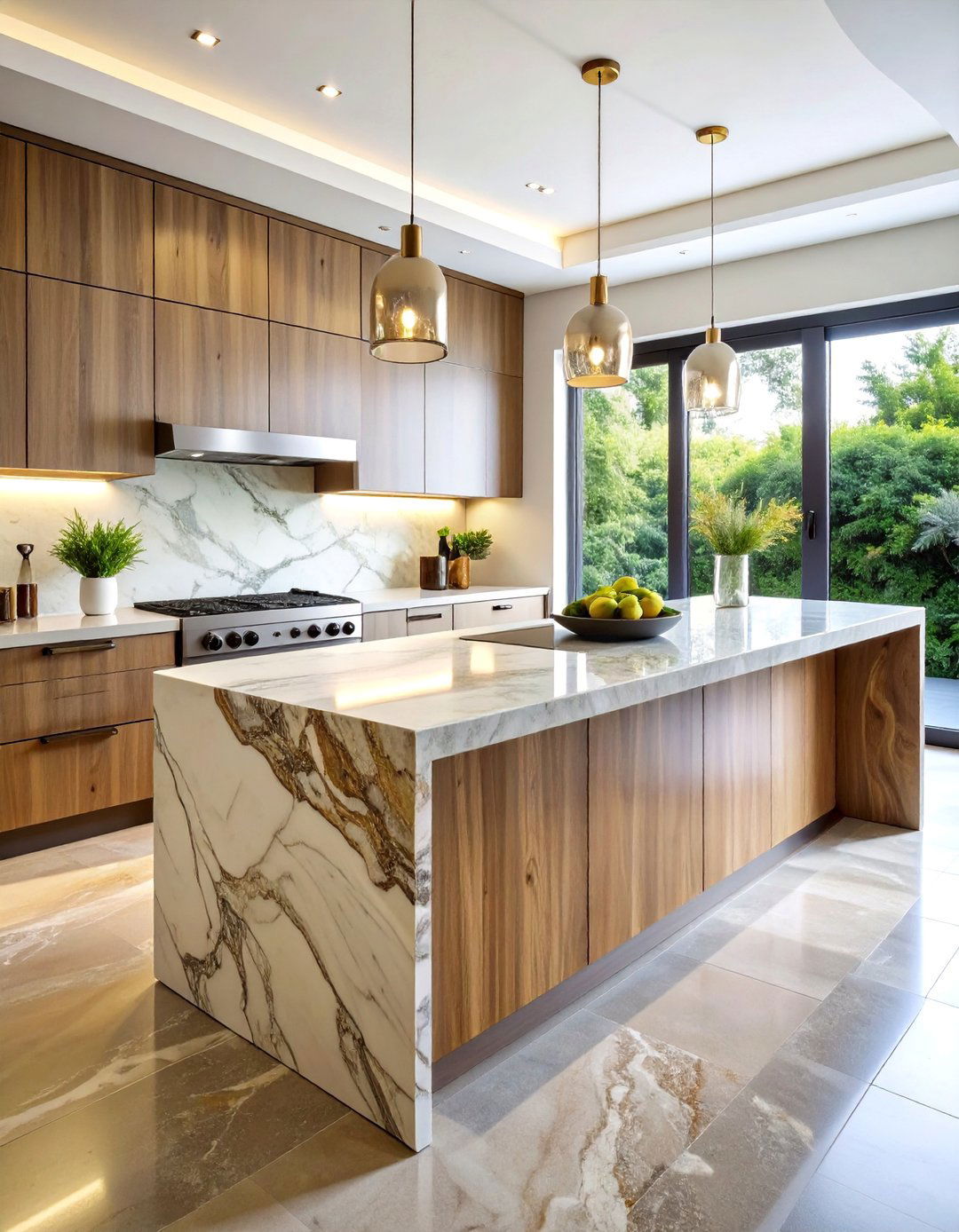 Waterfall Edge Kitchen Countertops