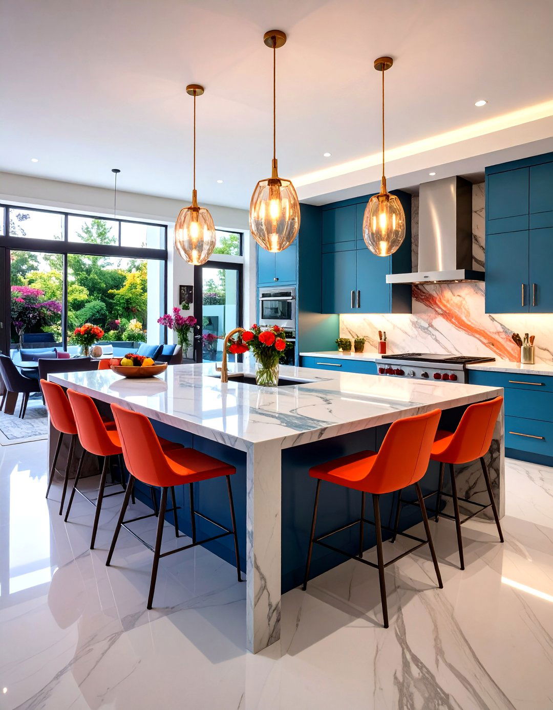 Waterfall Island Open Kitchen Living Room - 20 Open Kitchen Living Room Ideas