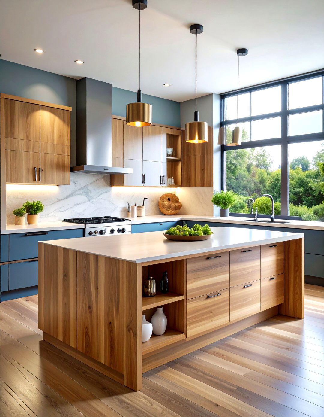 Waterfall Wood Countertop Modern Statement - 20 Wood Countertop Ideas