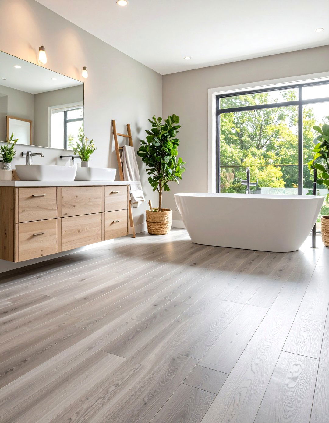 Waterproof Gray Vinyl Click Lock Fast and Forgiving - 20 Gray Floor Bathroom Ideas