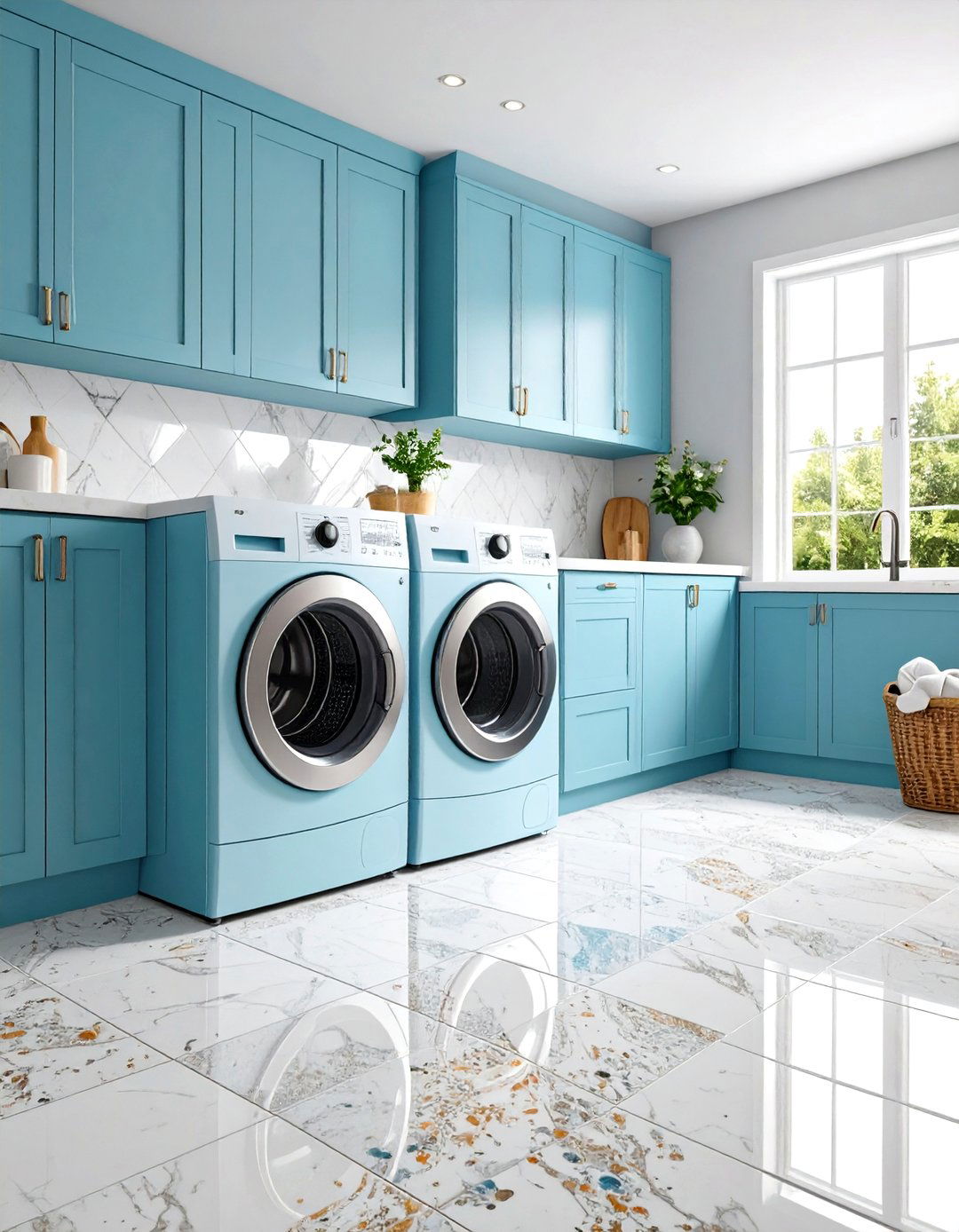 Waterproof Laminate Laundry Room Floor with Wood Aesthetics - 20 Laundry Room Floor Ideas