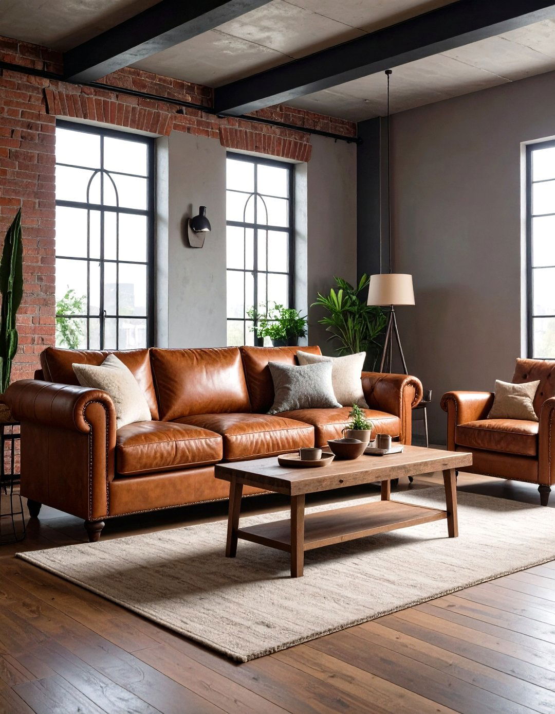 Weathered Leather Industrial Interior Design - 20 Industrial Interior Design Style Ideas