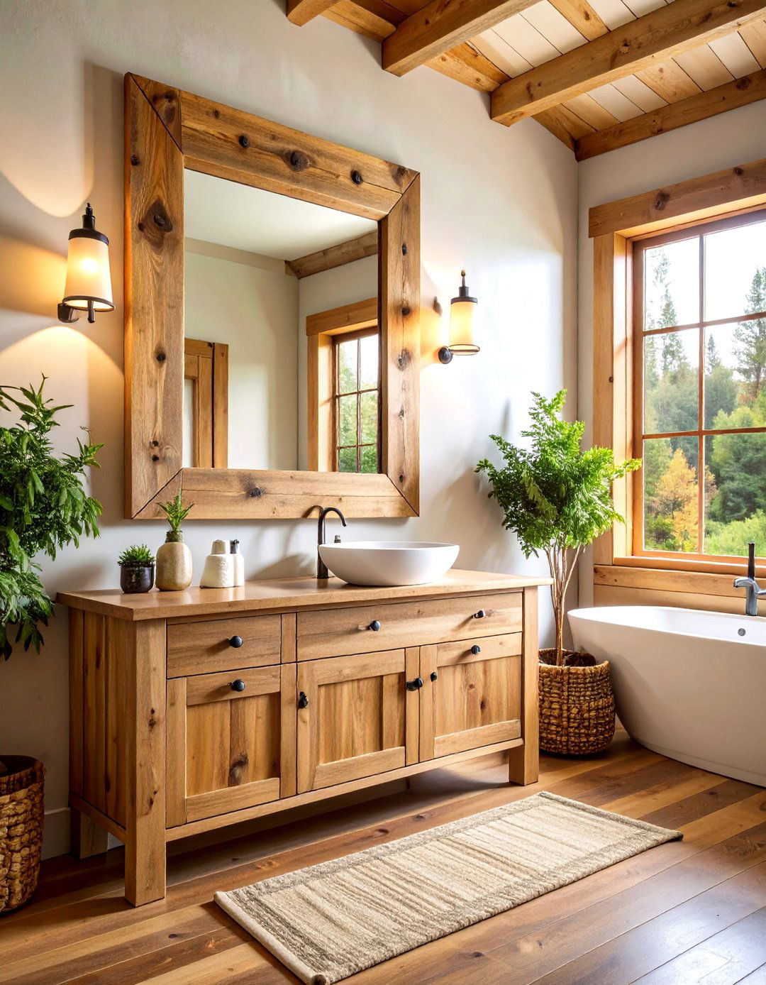 Weathered Pine Farmhouse Bathroom Mirrors - 20 Farmhouse Bathroom Mirrors Ideas
