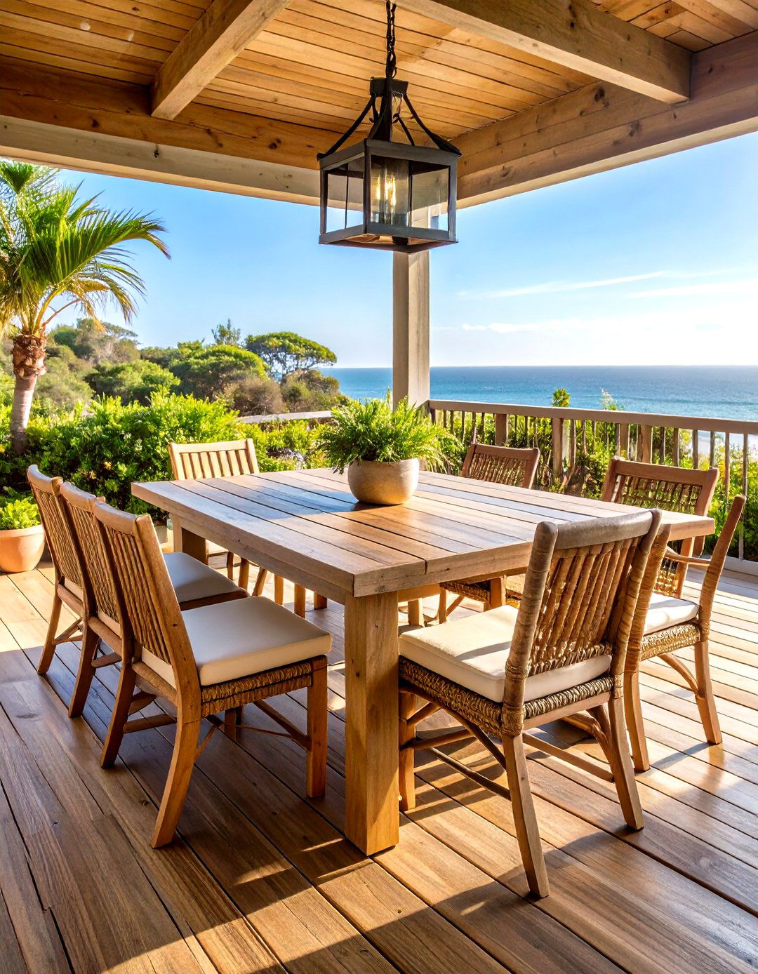 Weathered Teak Dining Table Anchors Timeless Deck Furniture - 20 Deck Furniture Ideas