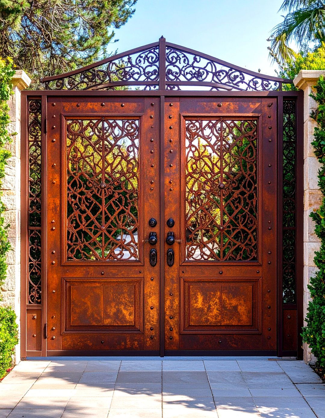Weathering Steel Corten Gates With Rustic Patina - 20 Front Door Gate Ideas