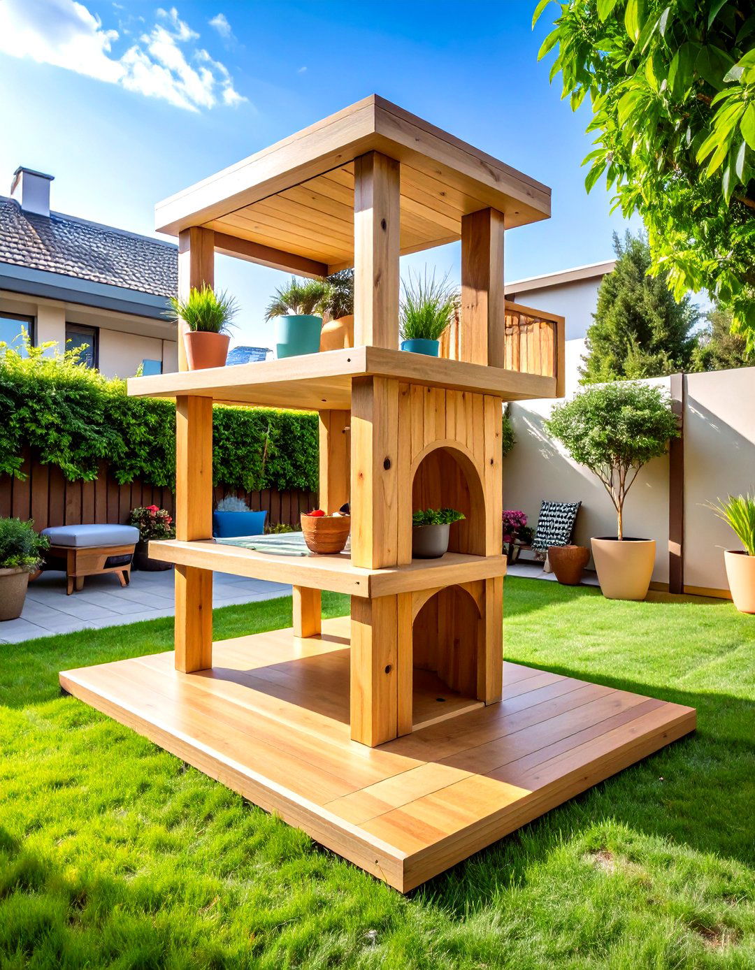 Weatherproof Composite Outdoor Cat Tree - 20 Outdoor Cat Tree Ideas