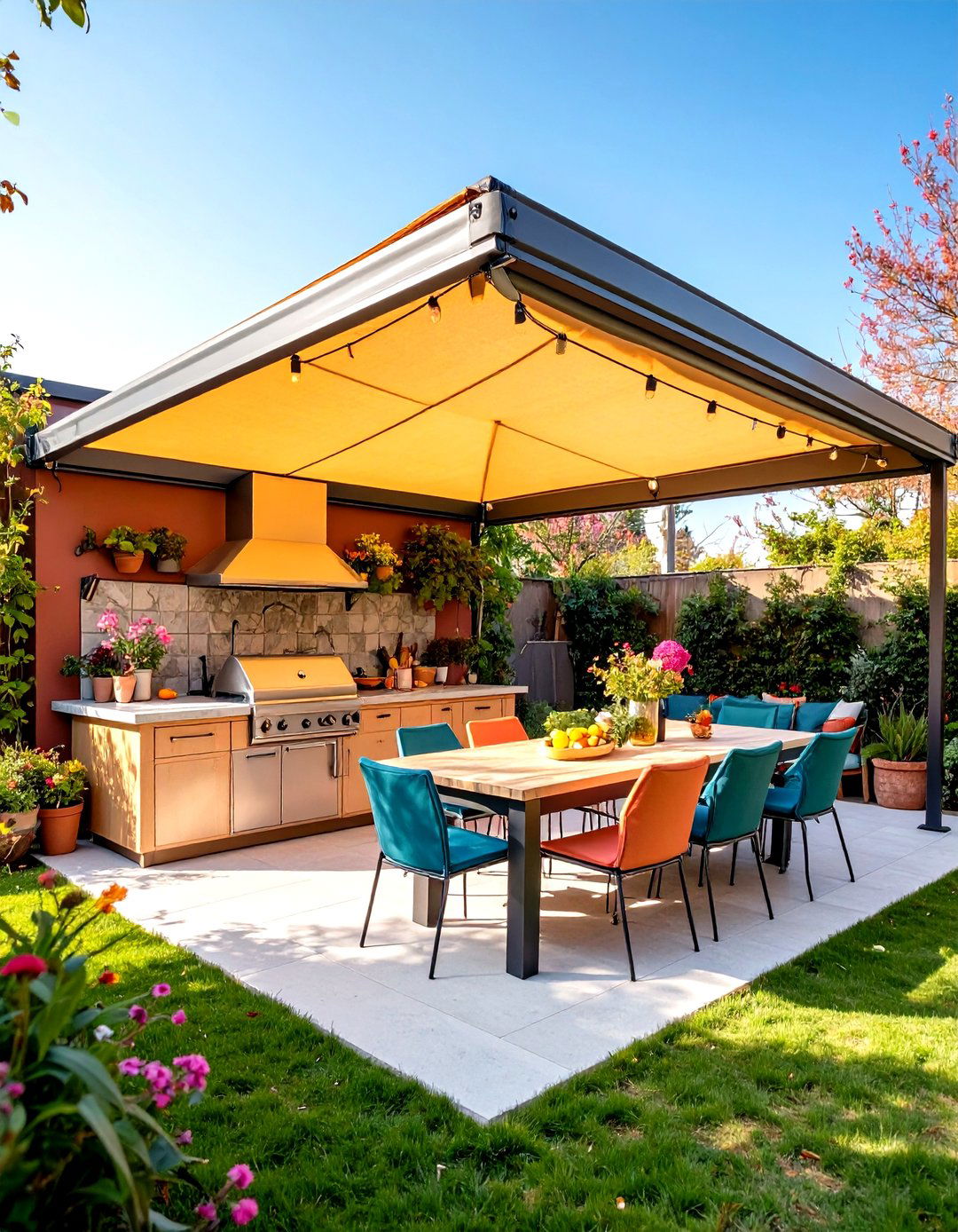 Weatherproof Fabric Outdoor Kitchen Roof - 20 Outdoor Kitchen Roof Ideas