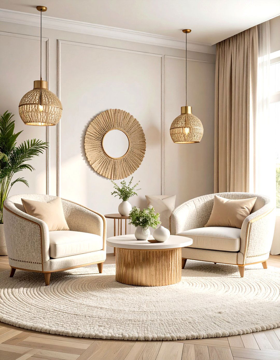 Weave in Boucle and Velvet for High Touch Luxury - 20 Cream Living Room Ideas