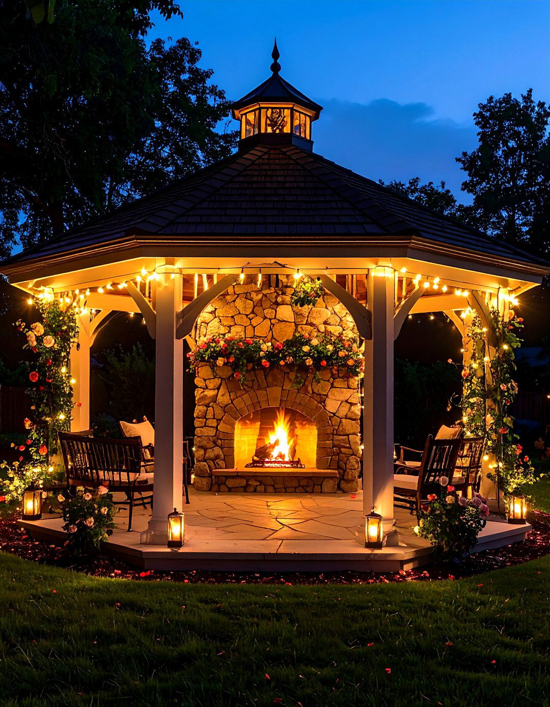 Wedding Venue Gazebo With Dramatic Stone Hearth - 20 Gazebo With Fireplace