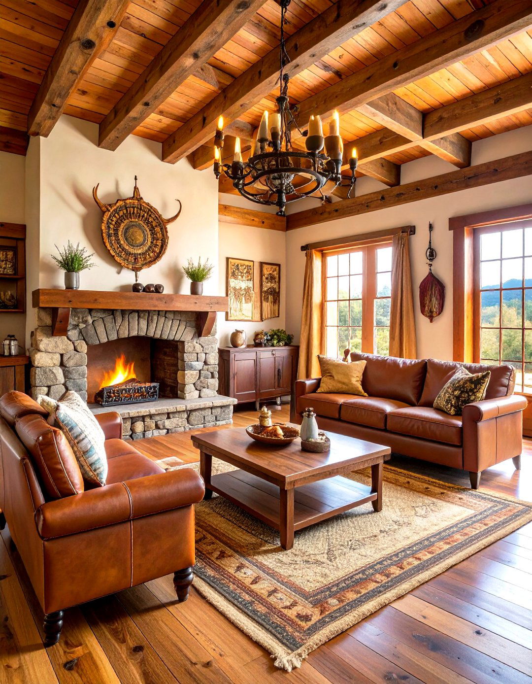 Western Ranch Style Log Cabin Interior - 20 Log Cabin Interior Design Ideas