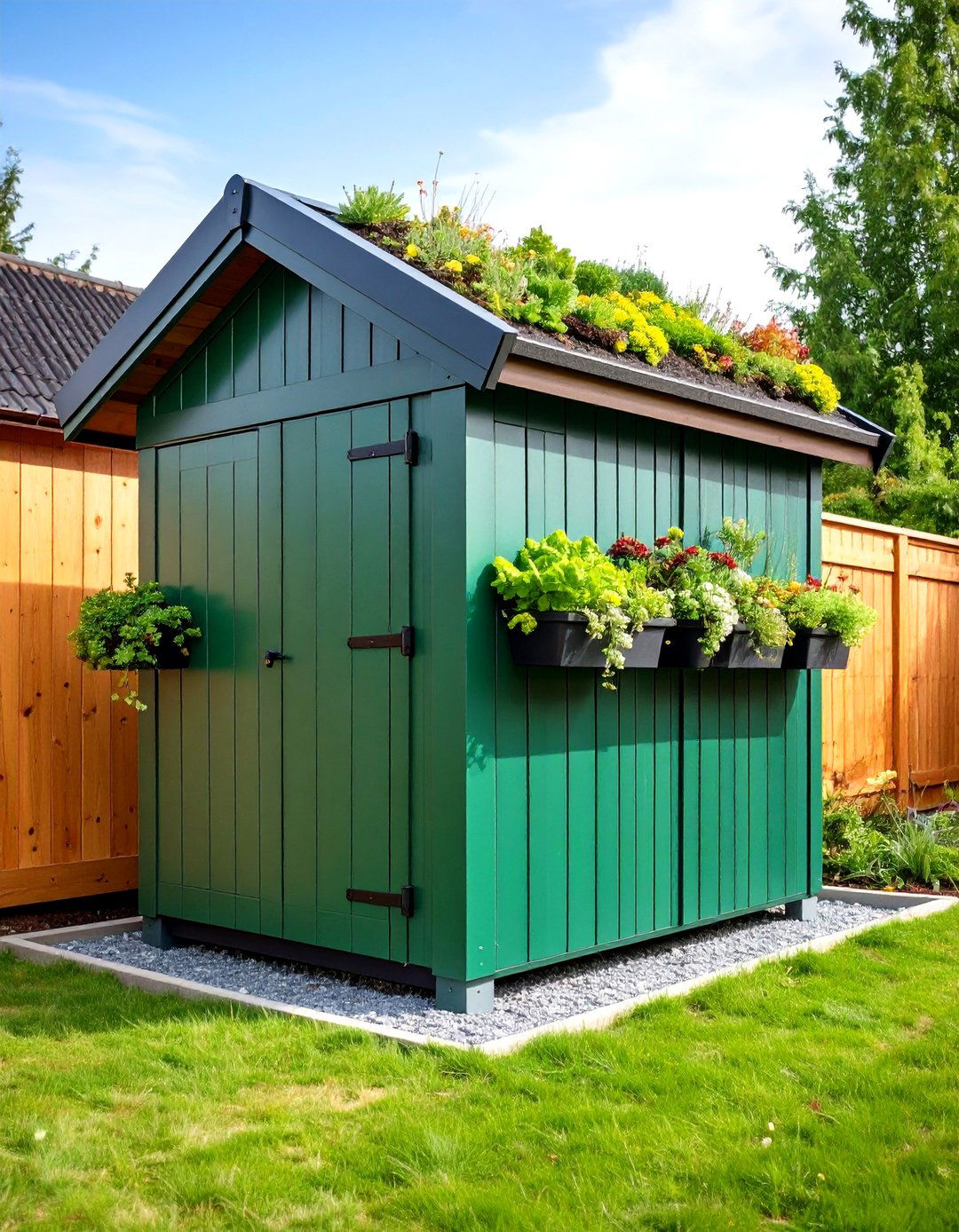 Wheelie Bin Shed with Green Roof - 20 Garbage Can Storage Ideas