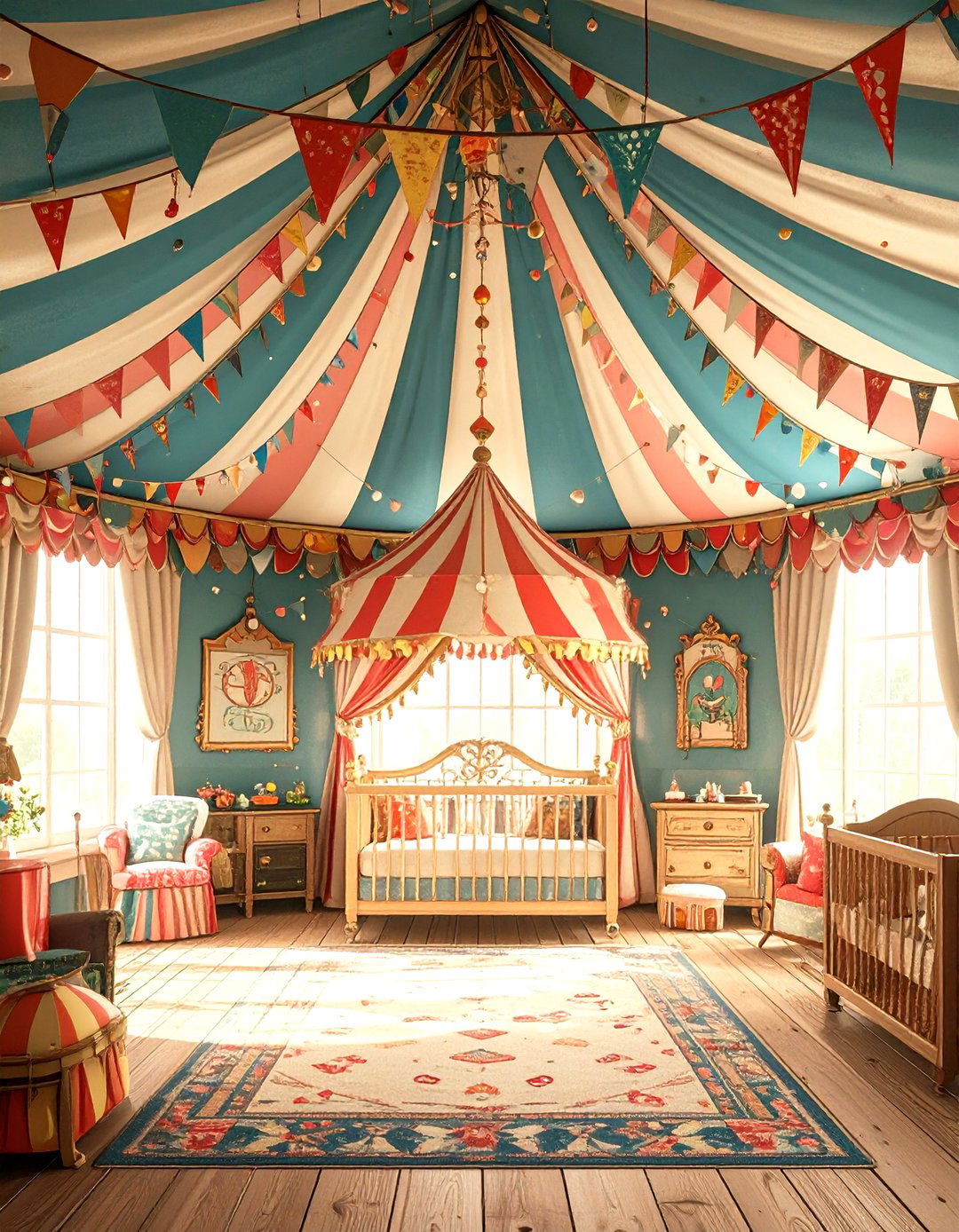 Whimsical Nursery Ideas with Circus Tent Ceiling Canopies - 20 Whimsical Nursery Ideas