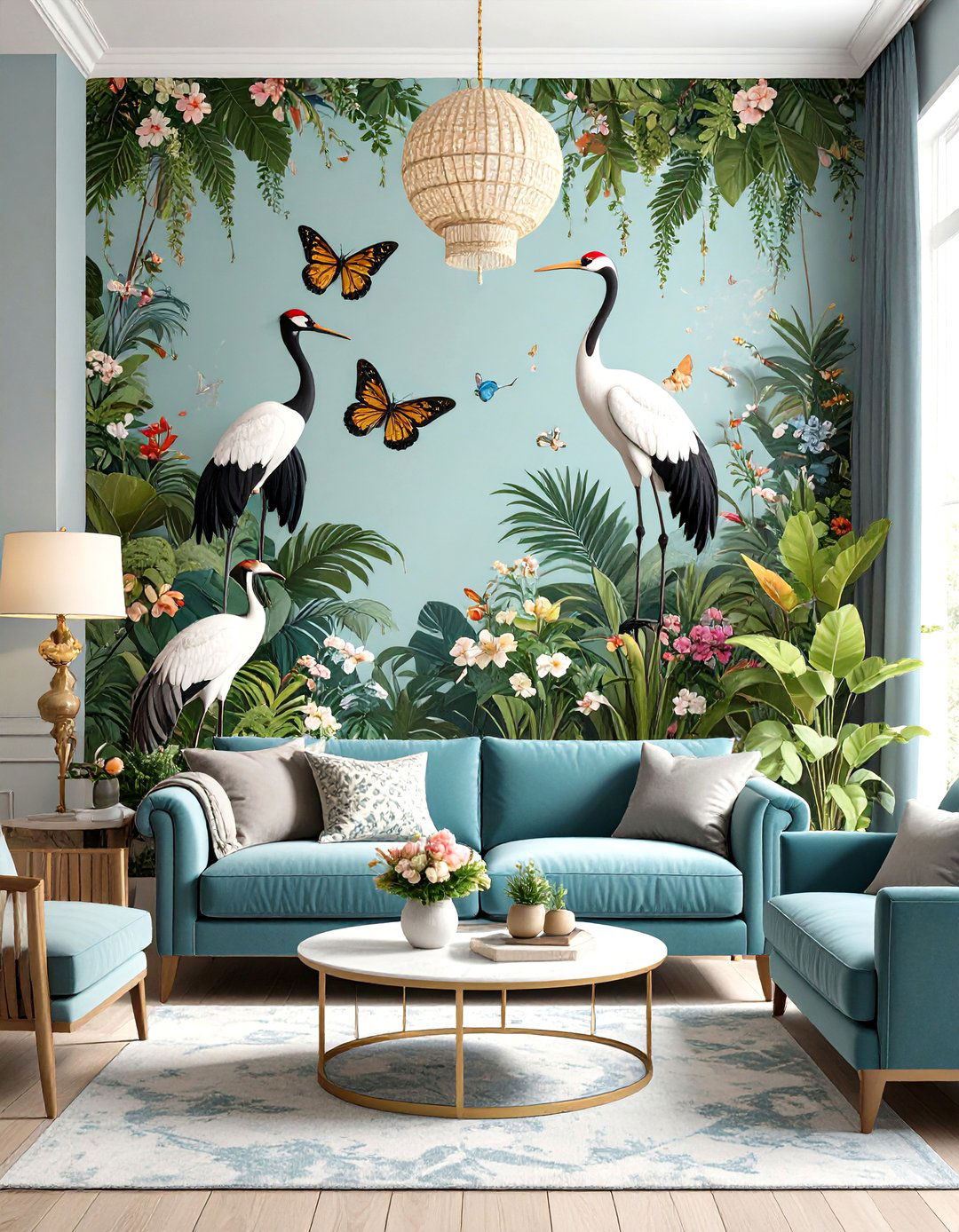 Whimsical Wildlife Living Room Wallpaper - 20 Living Room Wallpaper Ideas