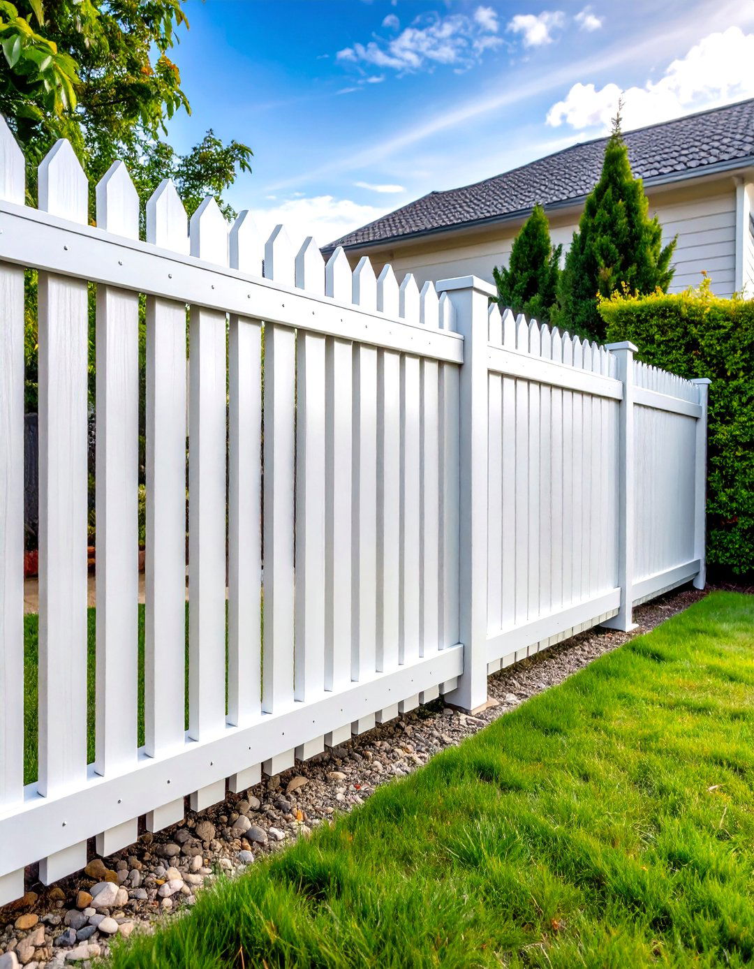 White Aluminum Privacy Fence with Lightweight Durability - 20 White Privacy Fence Ideas