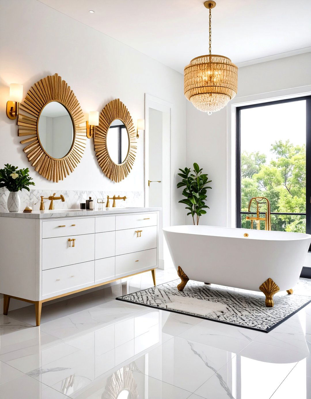 White Bathroom Art Deco Revival Theme - 20 White Bathroom Ideas