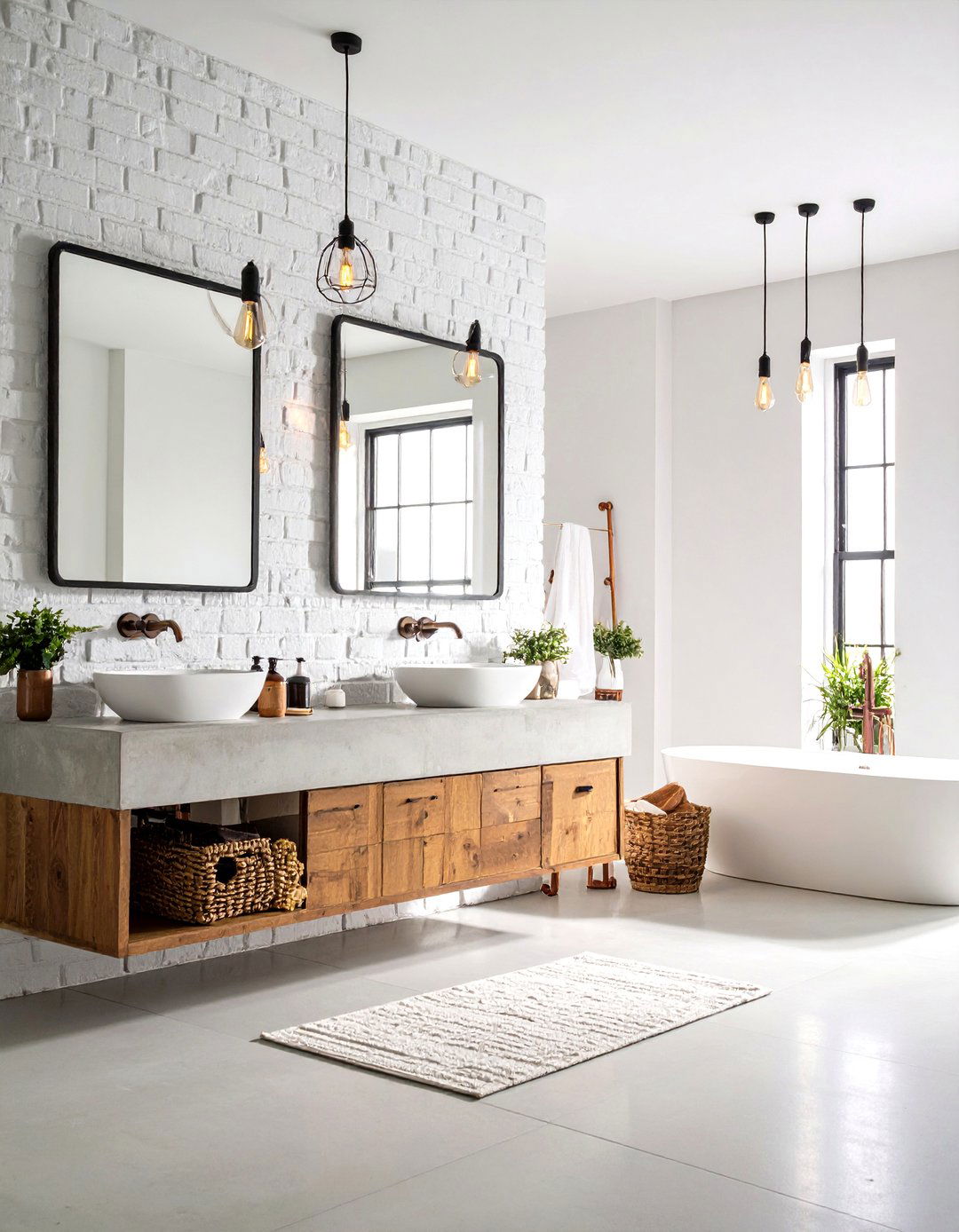 White Bathroom Industrial Chic Statement - 20 White Bathroom Ideas
