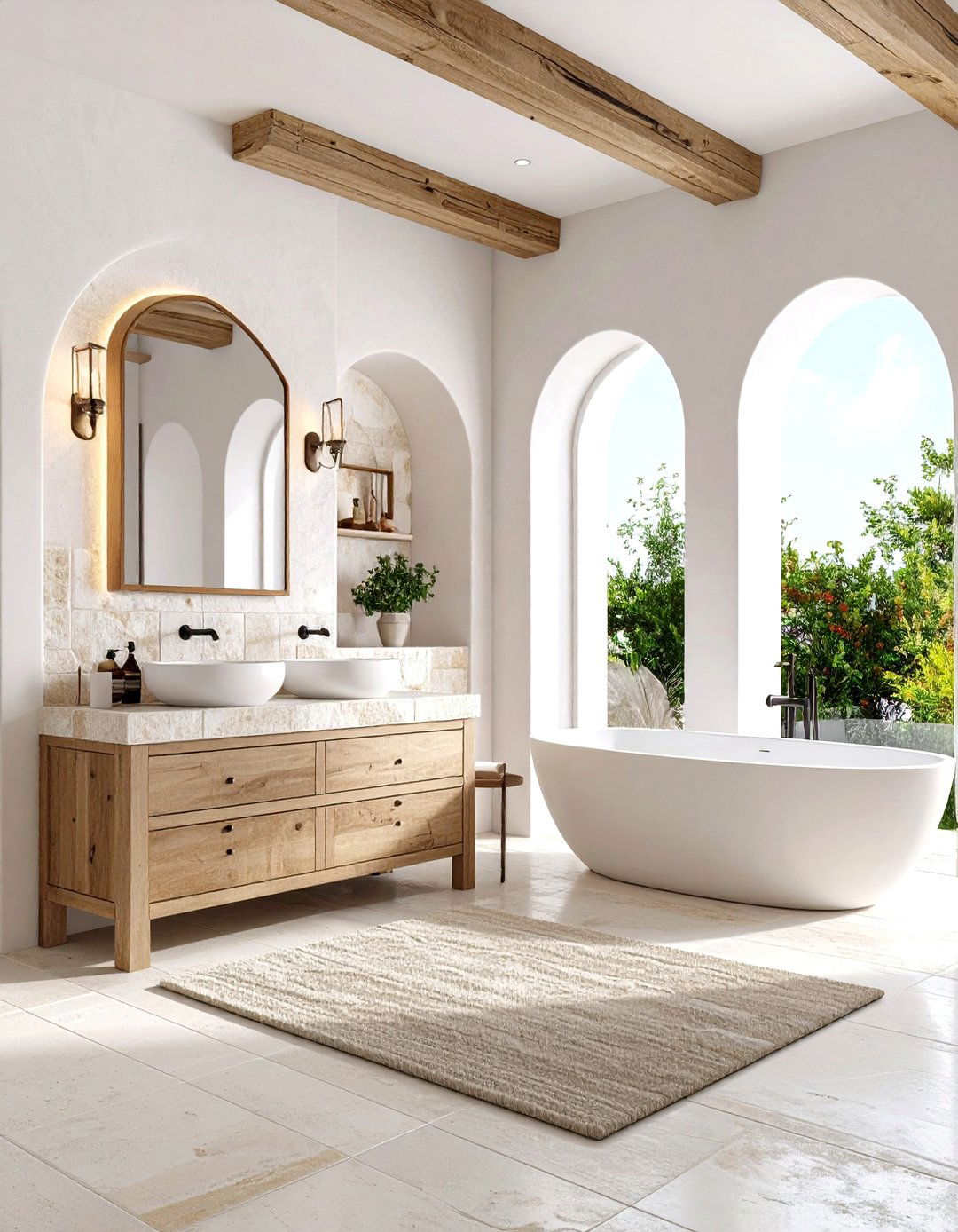 White Bathroom Mediterranean Villa Style - 20 White Bathroom Ideas