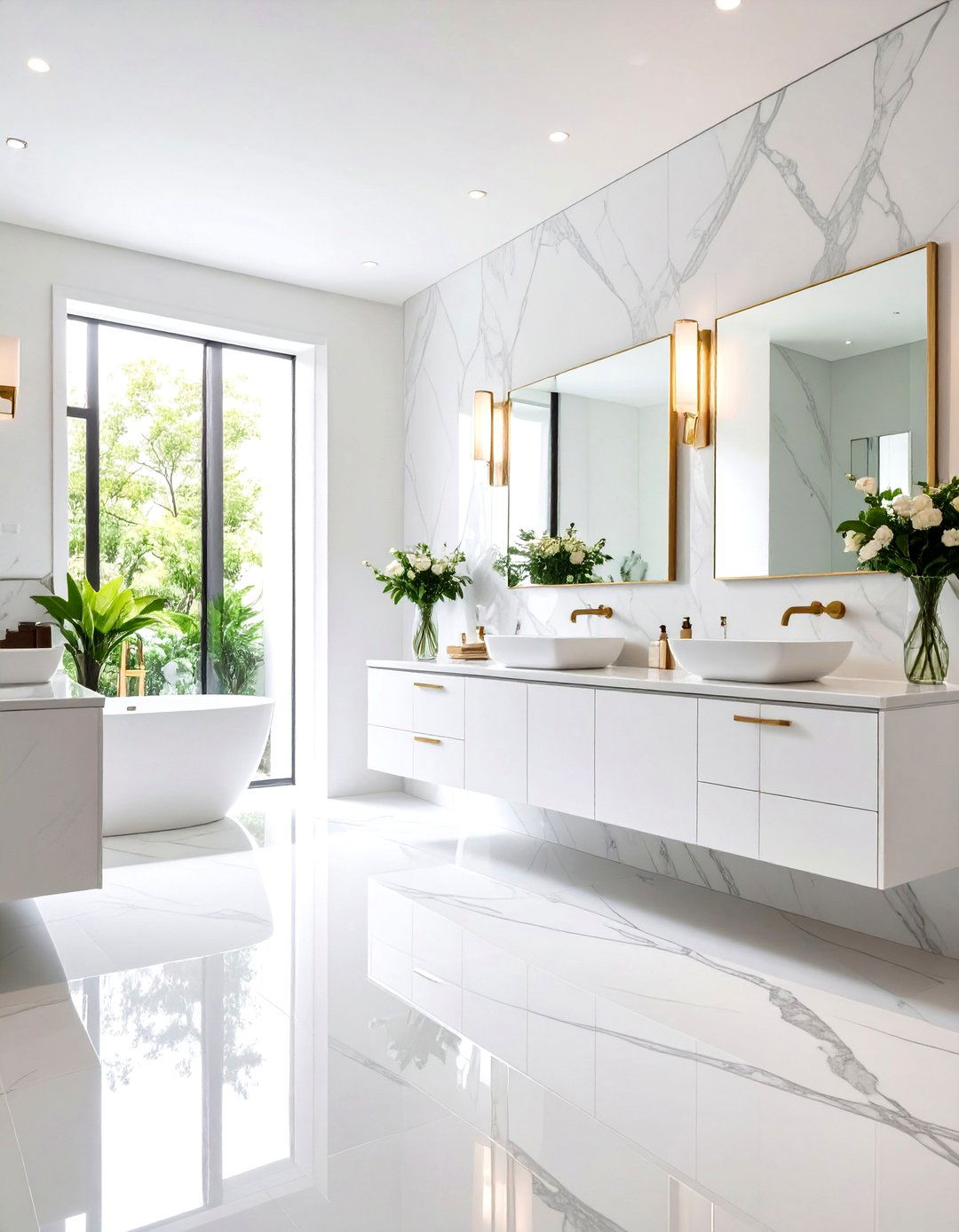 White Bathroom Monochromatic Drama - 20 White Bathroom Ideas