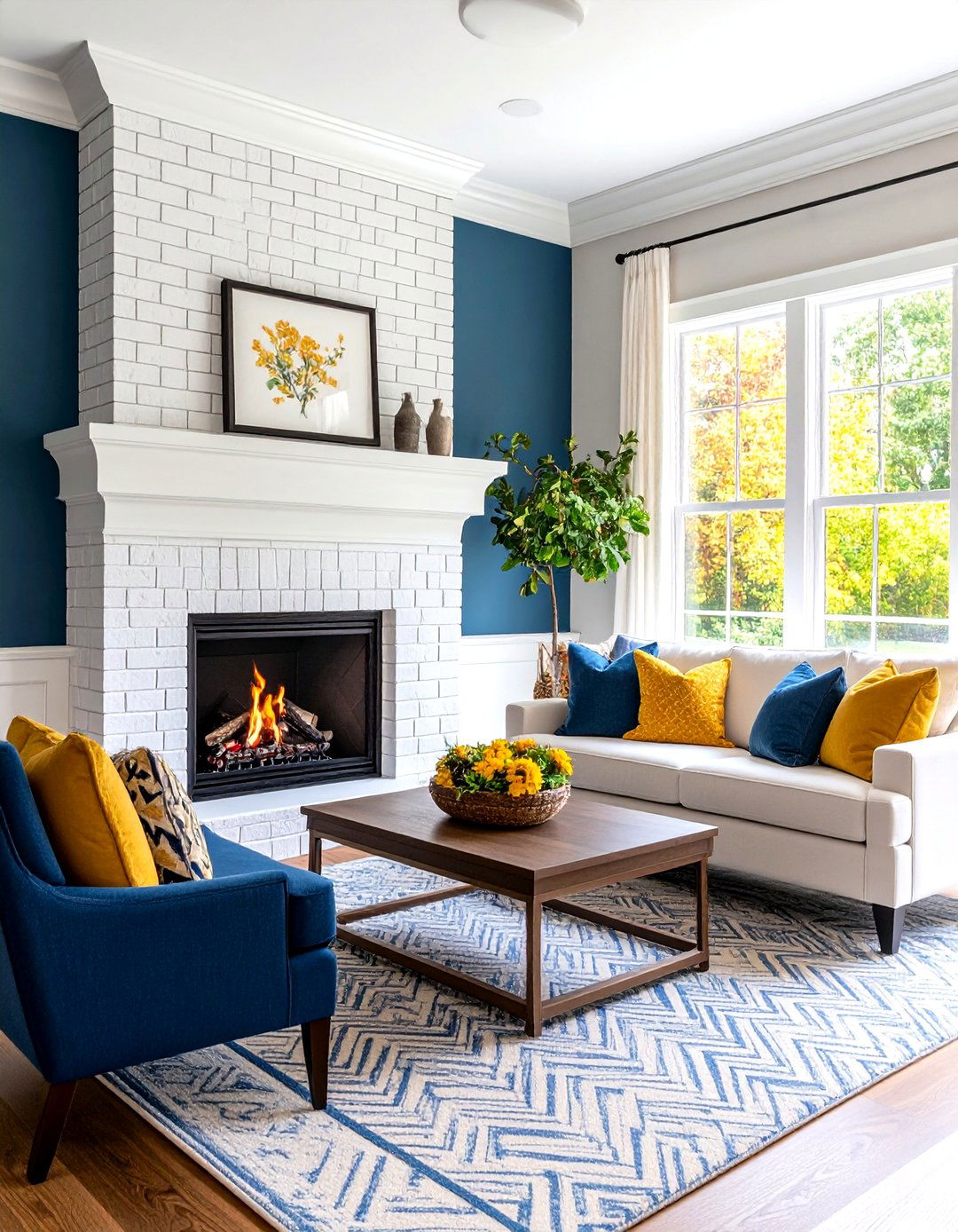 White Brick Fireplace with Subway Tile Surround - 20 White Brick Fireplace Ideas