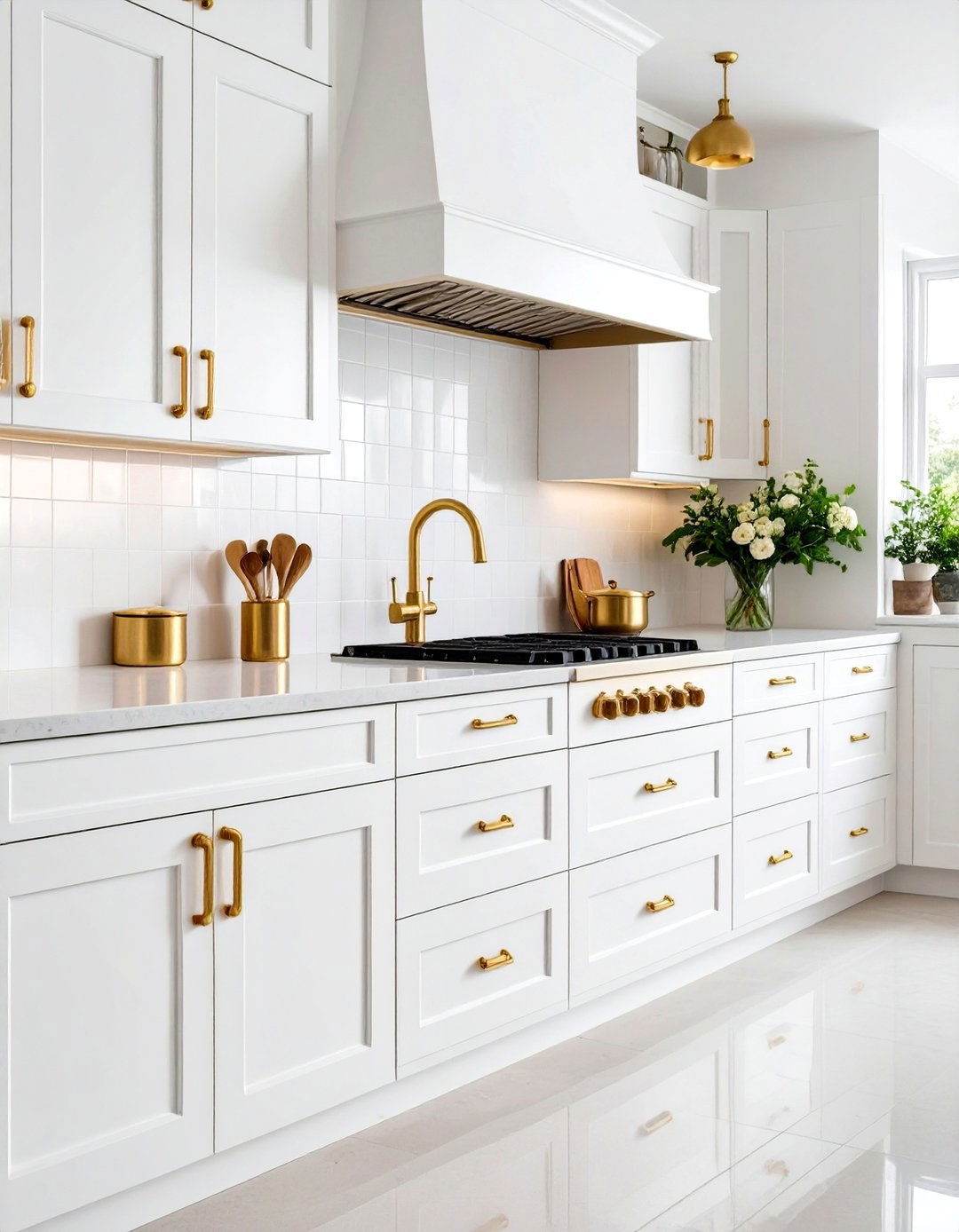 White Cabinet Doors With Gold Bin Pull Hardware - 20 White Kitchen Cabinets With Gold Hardwar