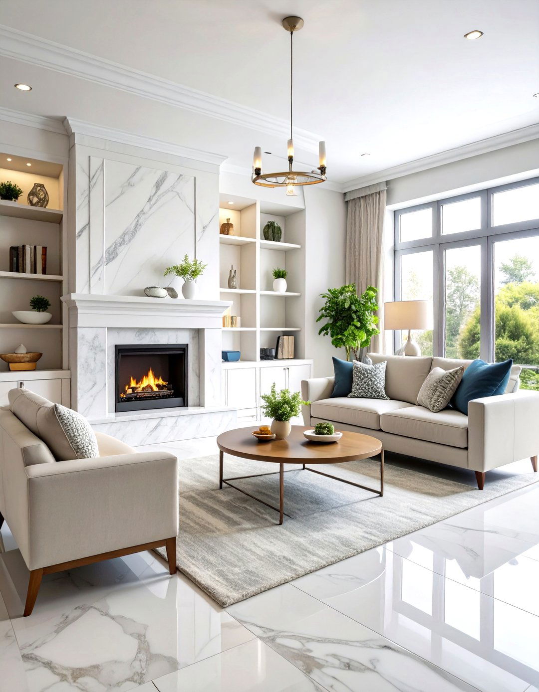 White Carrara Marble Subway Tile Fireplace - 20 White Fireplace Ideas