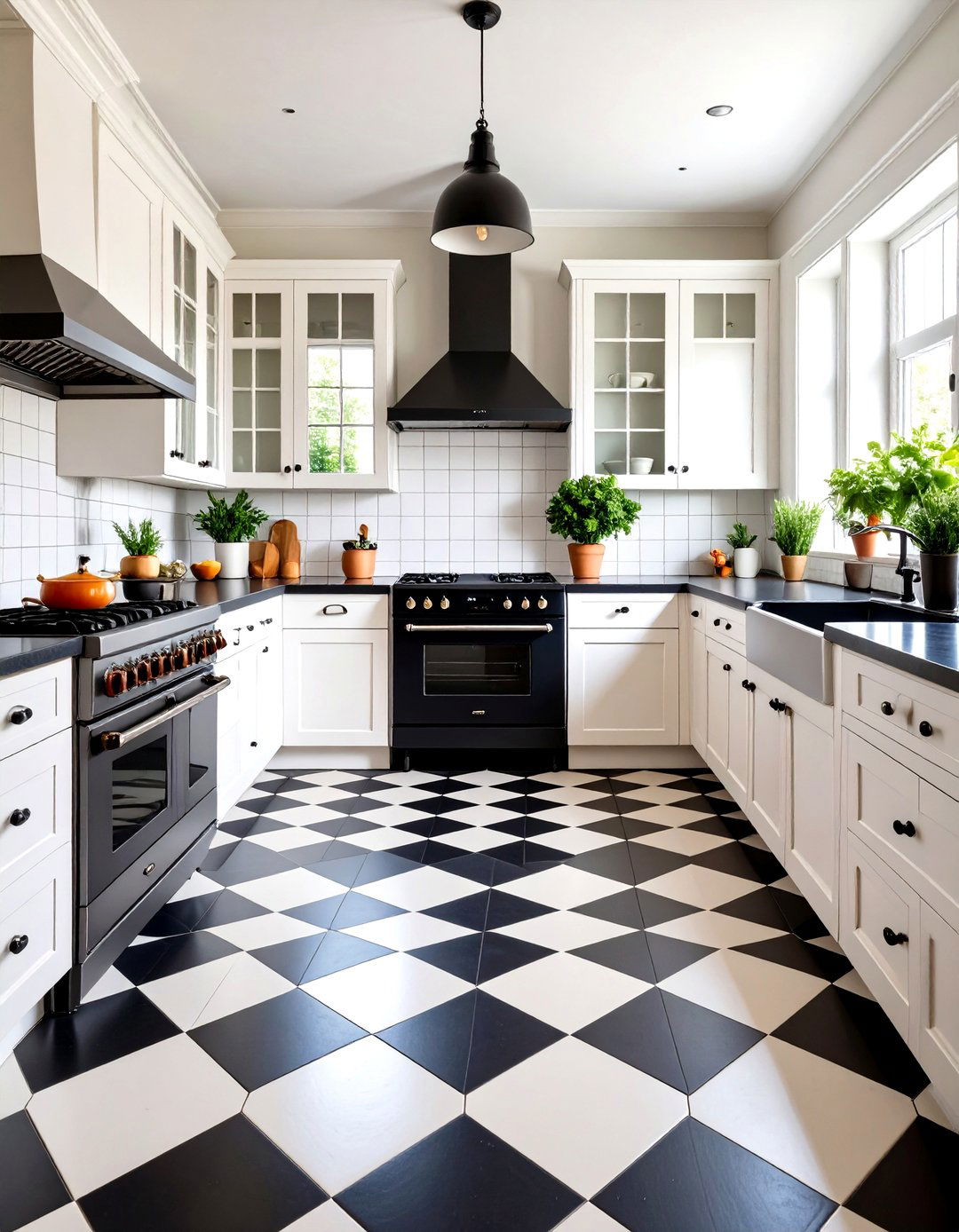 White Checkerboard Kitchen Floor Design - 20 White Kitchen Floor Ideas