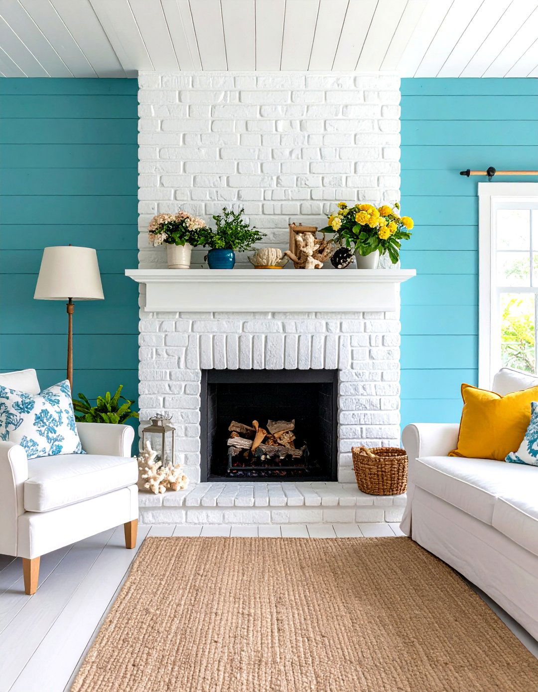 White Coastal Beach House Fireplace Theme - 20 White Fireplace Ideas