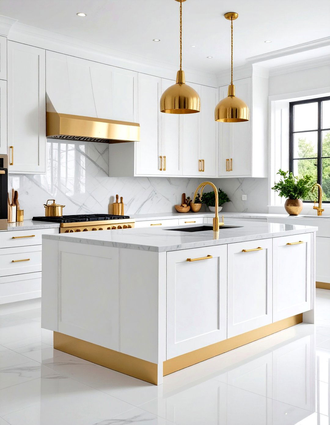 White Contemporary Cabinets With Polished Gold Hardware - 20 White Kitchen Cabinets With Gold Hardwar