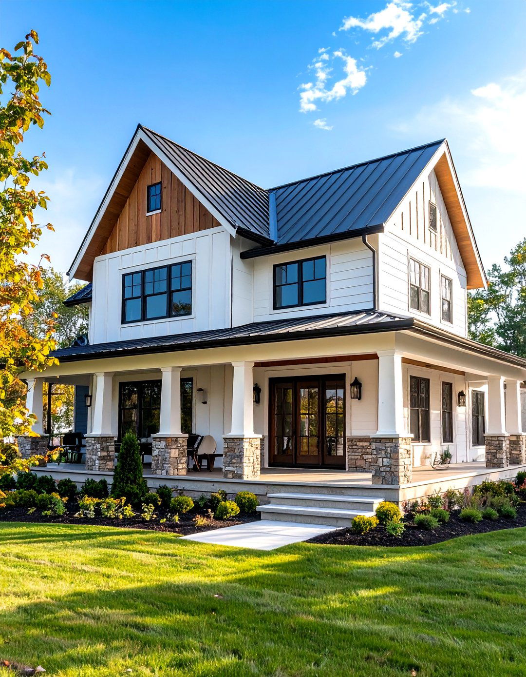 White Fiber Cement Modern Farmhouse - 20 White Siding House Designs