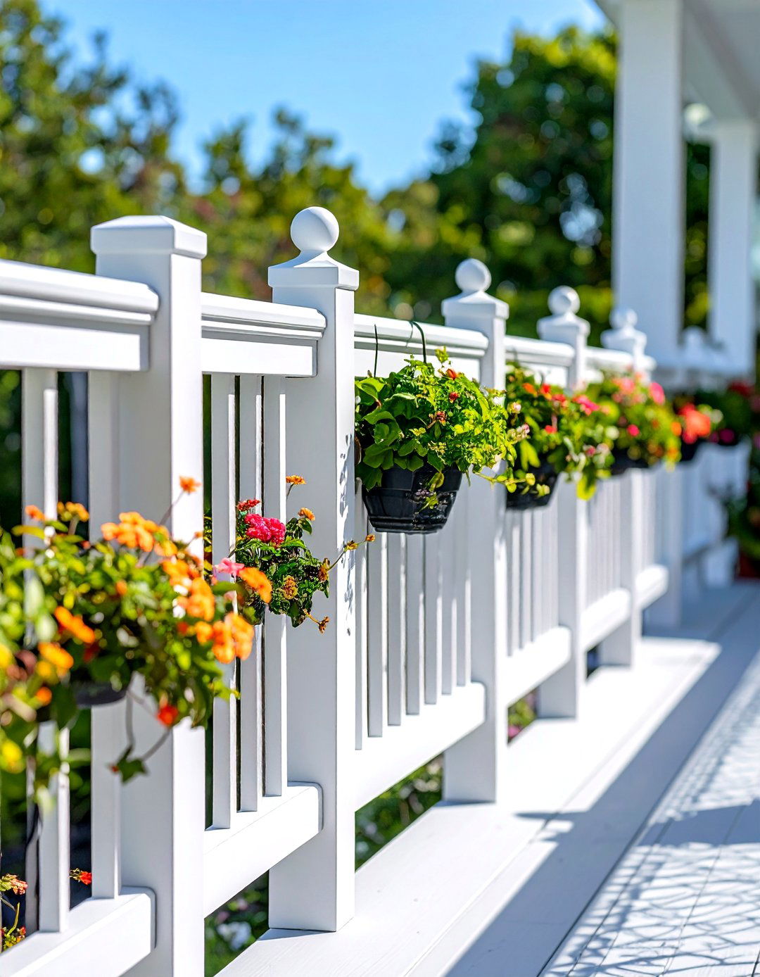 White Framed Hog Wire Deck Railing - 20 Hog Wire Deck Railing Ideas