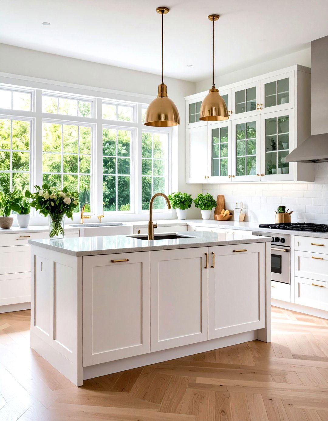 White Framed Modern Style Glass Kitchen Cabinets - 20 Modern Style Glass Kitchen Cabinets