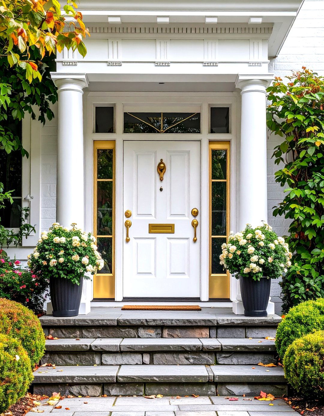 White Front Door with Beveled Glass Inserts - 20 White Front Door Ideas