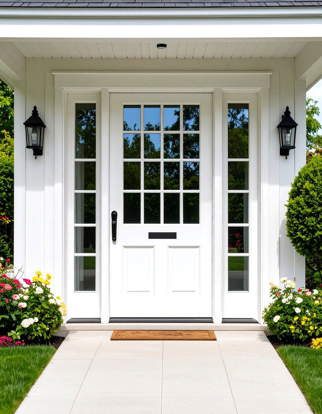 White Front Door with French Glass Panels - 20 White Front Door Ideas