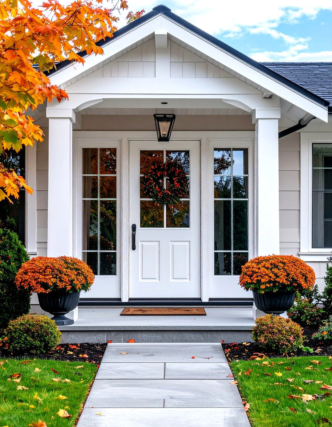 White Front Door with Raised Panel Design - 20 White Front Door Ideas
