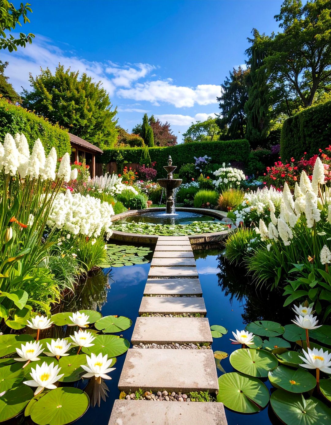 White Garden Design Ideas for Water Feature Integration - 20 White Garden Design Ideas