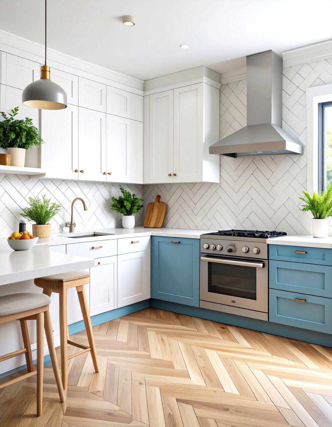 White Herringbone Subway Tile Backsplash - 20 White Kitchen Backsplash Ideas