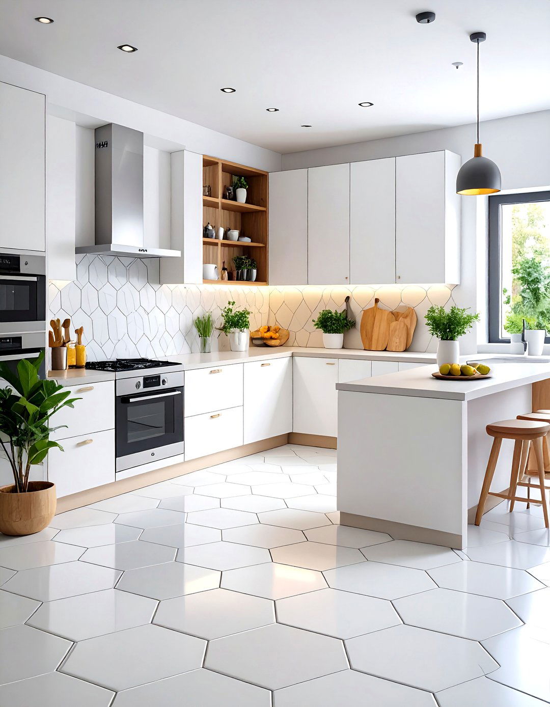 White Hexagon Kitchen Floor Pattern - 20 White Kitchen Floor Ideas