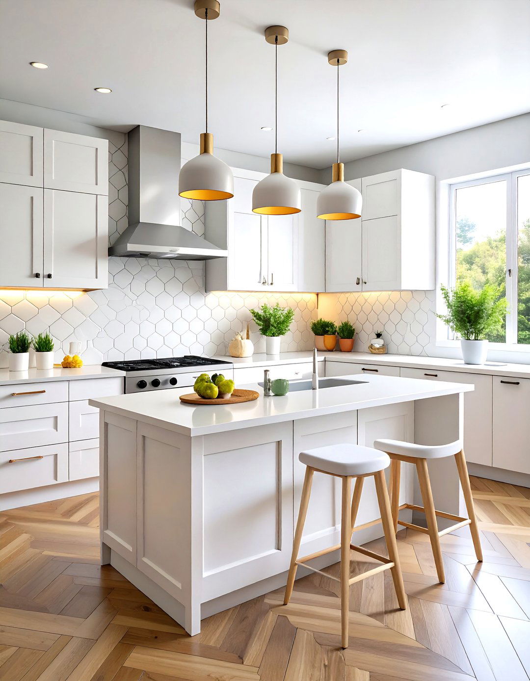 White Hexagon Tile Backsplash - 20 White Kitchen Backsplash Ideas