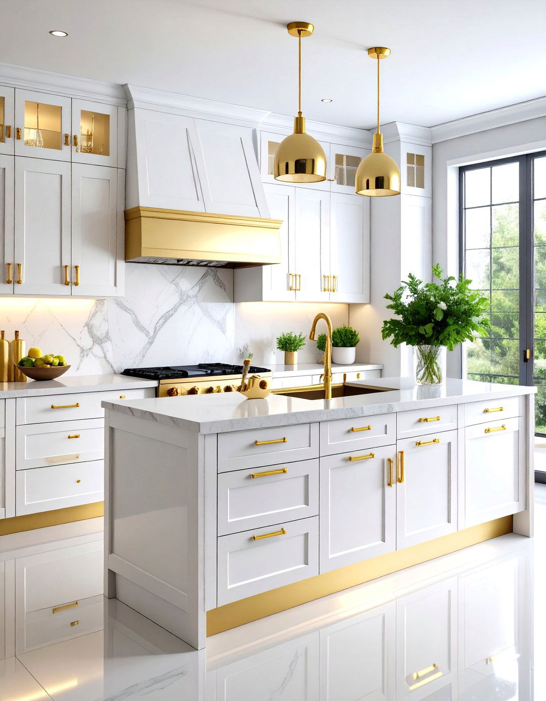 White High Gloss Cabinets With Polished Gold Hardware - 20 White Kitchen Cabinets With Gold Hardwar